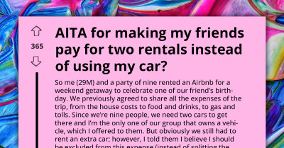 Man Withdraws Car Offer, Forces Friends to Pay for Two Rentals Over Expense Dispute for Group Trip