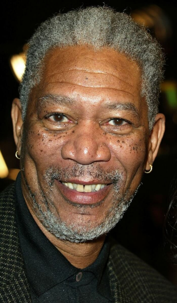 6. Over time, Morgan Freeman's teeth have become less straight and more yellow.