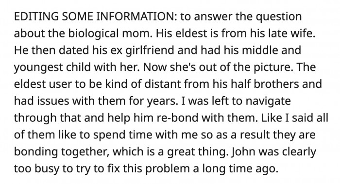 Where are the children's moms while OP was taking care of their children you ask? Here's what OP said: