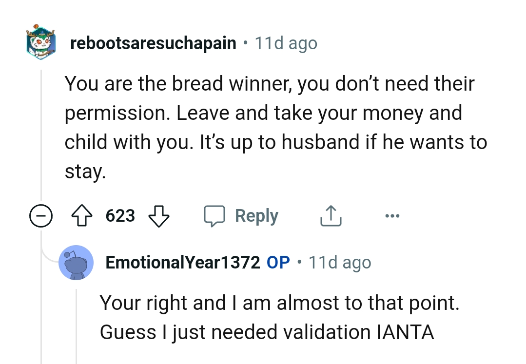 It's Up to the Husband If He Wants to Stay