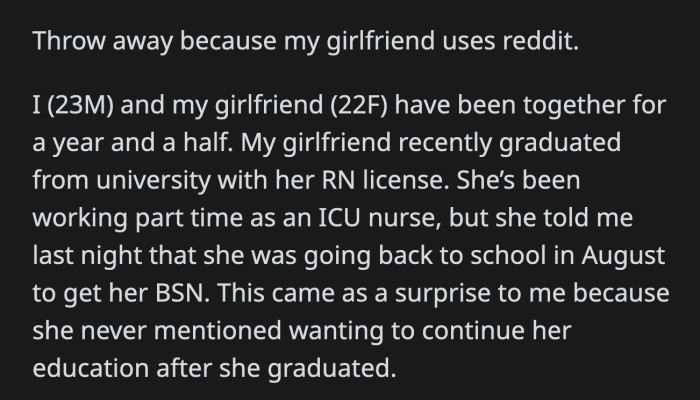 His girlfriend has been ignoring his calls and texts since then