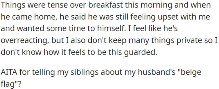 OP thinks he's overreacting