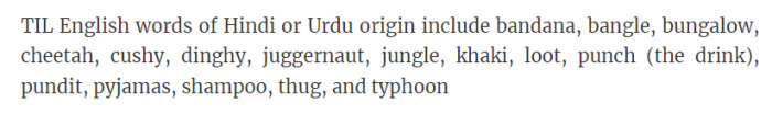 29. It's always interesting to hear the origins of language.