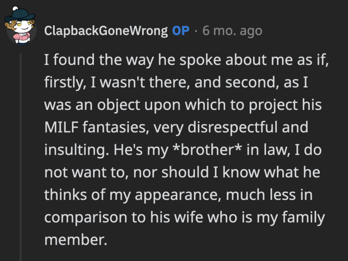 OP spelled out what she found so insulting about Joe's comments.