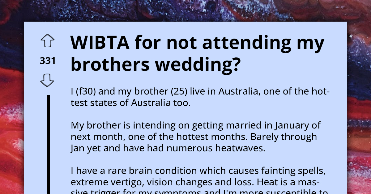 Family Clash As Woman Opts Out Of Brother's Beach Wedding Due To Unique Health Issue