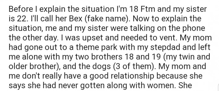 OP explained that he and his mom have a strained relationship