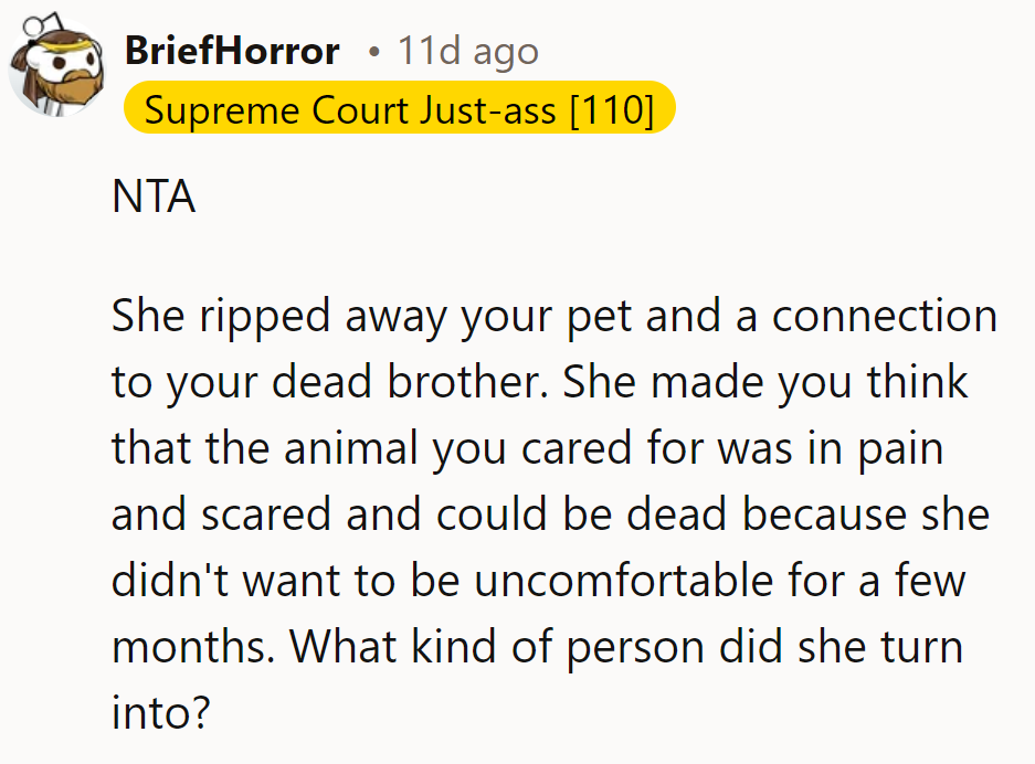 She's not just allergic to cats, but to decency too. A purr-fect example of what not to be.