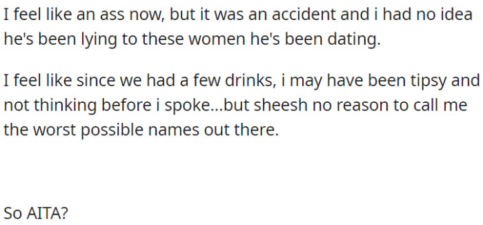 OP accidentally exposed her brother's lie about being divorced and feels hurt by his dishonesty.