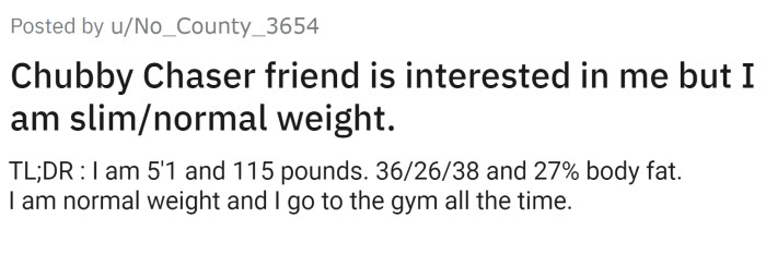 OP lets readers know off the bat that she is a fairly small woman