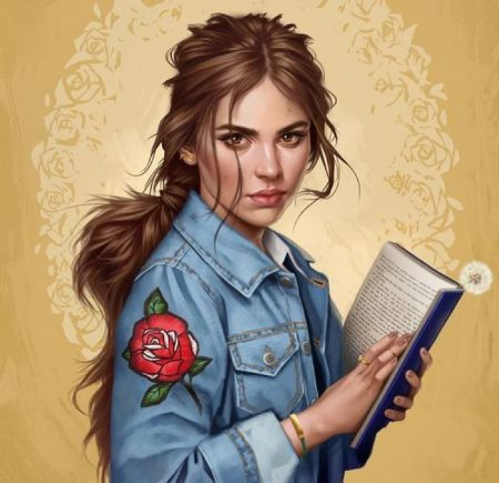 10. Belle can't put down her book long enough to pose for your illustration