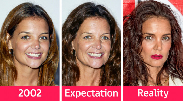 10. Katie Holmes is gracing your screens next, and this is she at 23 years old and 43 years old