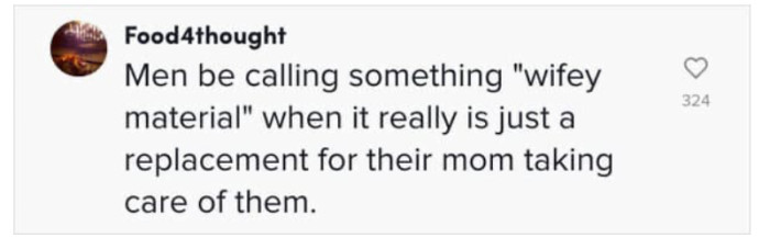 According to this user, “Wife material” might just be another word for “Mommy.”