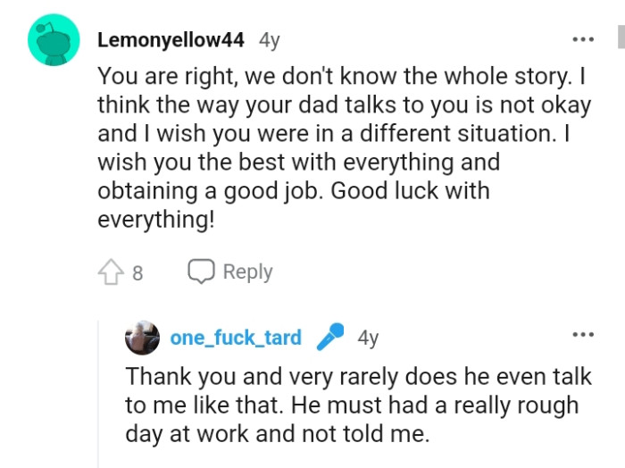 This Redditor wishes OP the best