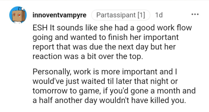 Her reaction was a bit over the top