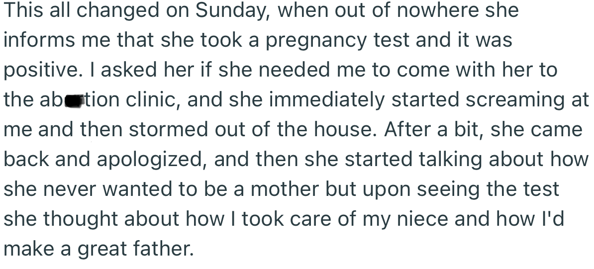 Out of Nowhere, OP’s Girlfriend Announced That She Was Pregnant and Wanted to Keep It