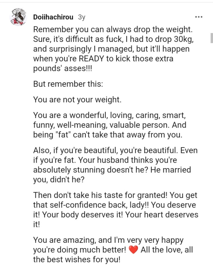 OP being fat won't take that away from her