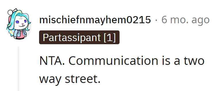 But apparently, she's trying to turn it into a one-way ticket on Guilt Trip Boulevard.