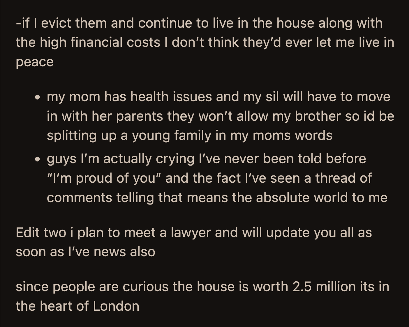 OP needs to keep her new address a secret from these parasites because they would bring chaos into her life without hesitation.