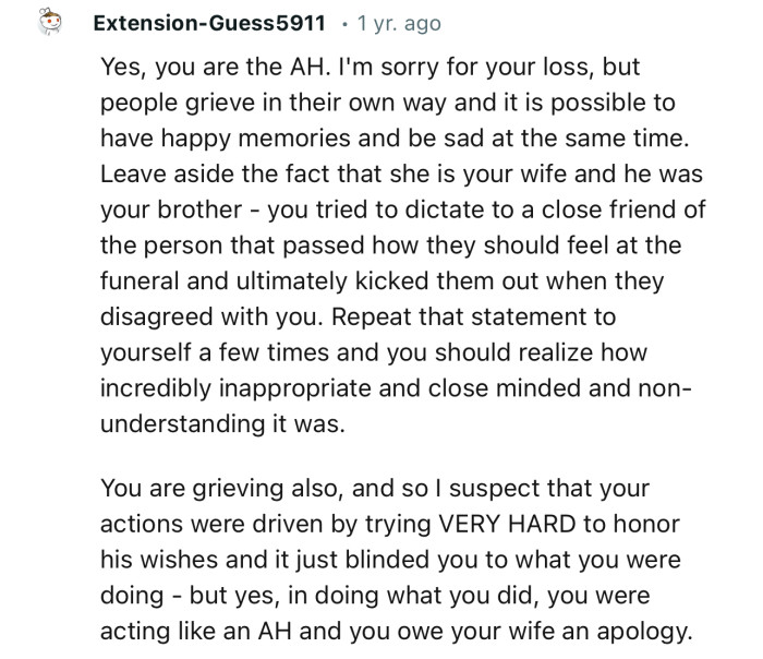 “People Grieve in Their Own Way and It Is Possible to Have Happy Memories and Be Sad at the Same Time.”