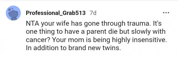 Your mom is being highly insensitive