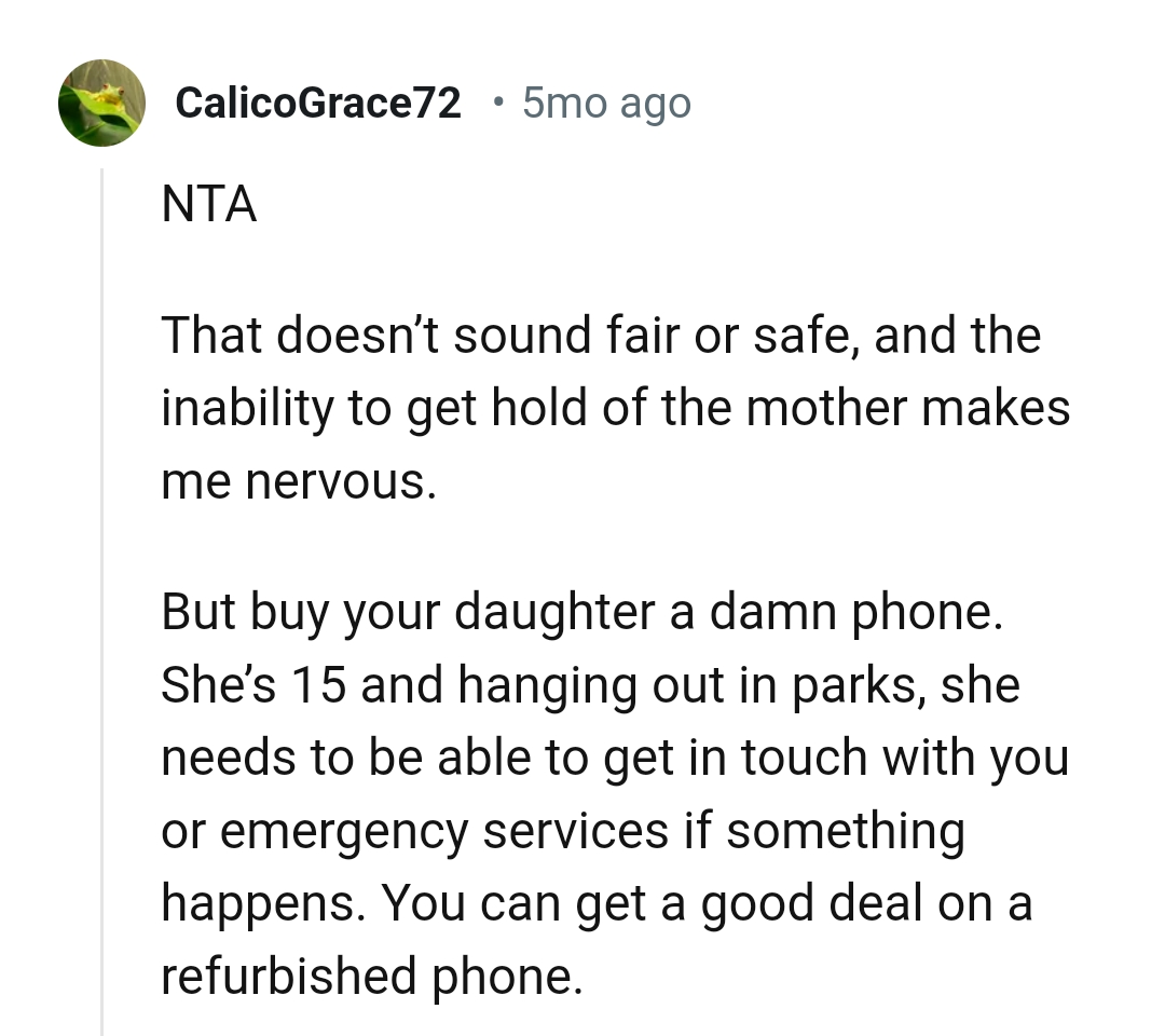 The OP should buy his daughter a phone