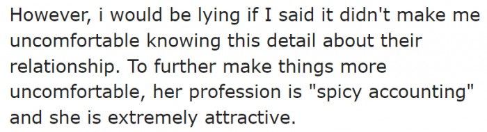 The OP says she's a spicy accountant.