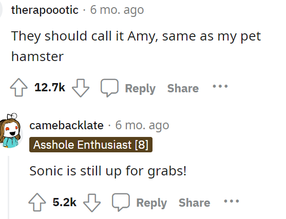 People immediately began cracking jokes in the comments about the name, and this is exactly what OP was talking about.