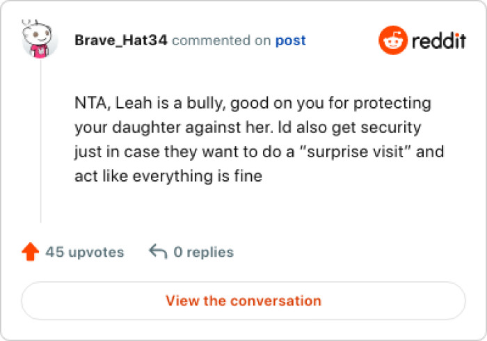 Good on the OP for Protecting His Daughter