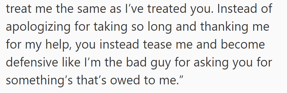 He asks for fair treatment but gets teased and faced with defensiveness instead.