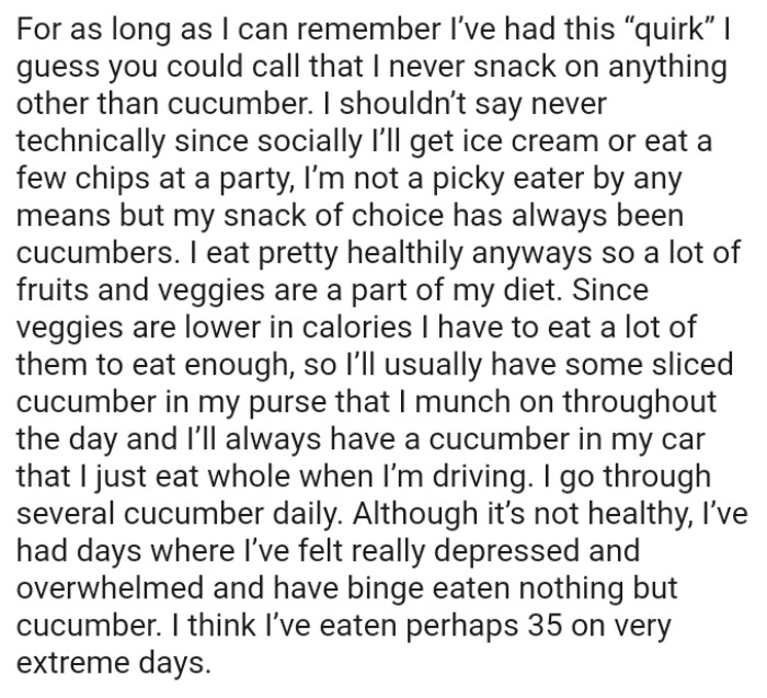 The OP eats pretty healthily anyway, so a lot of fruits and veggies are a part of her diet