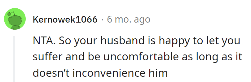 Husband seems content with a 