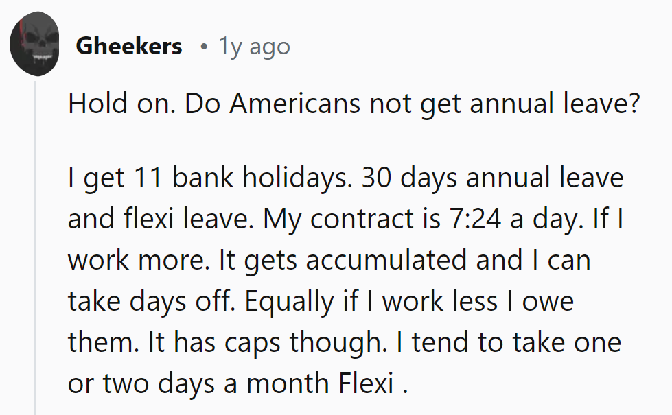 More leave than a traffic light! Meanwhile in the US, it's still stuck on red for vacations.