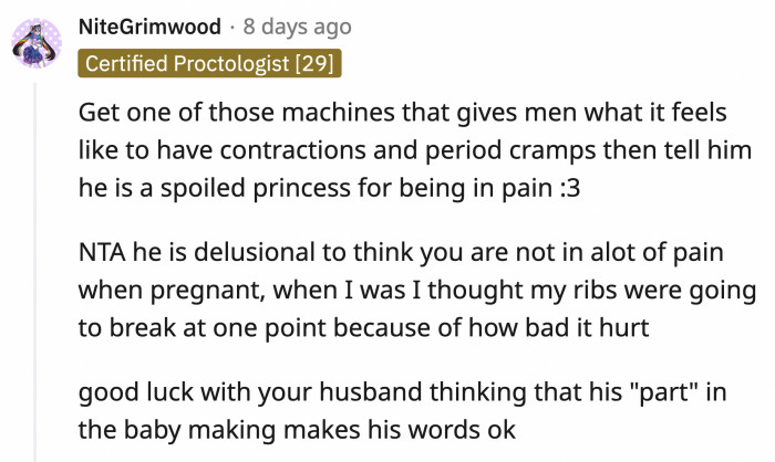 Rent one of those machines, OP, and see how much he complains!