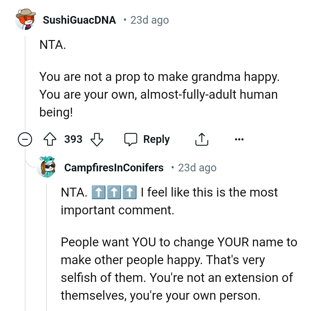 The OP is her own being