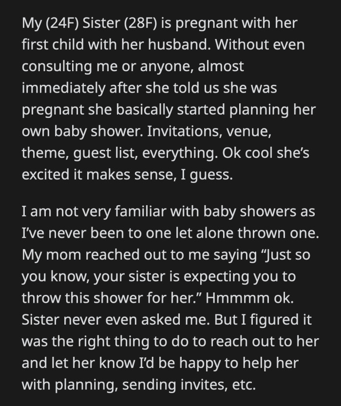 OP's mom was also roped into sponsoring this event, which annoyed OP further