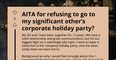 Redditor Sparks Major Debate Over Wearing A Santa Hat To A Cocktail Party