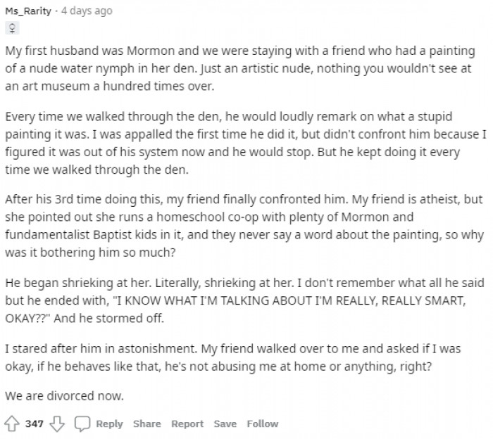 8. He always made a stupid remark about the painting