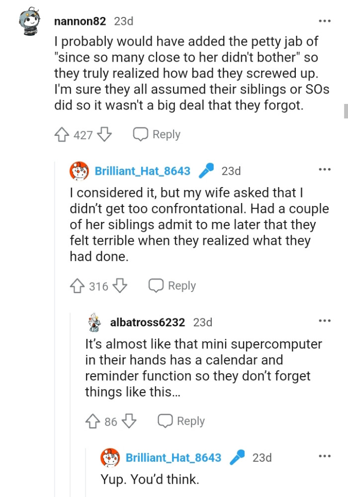 It wasn't a big deal that they forgot