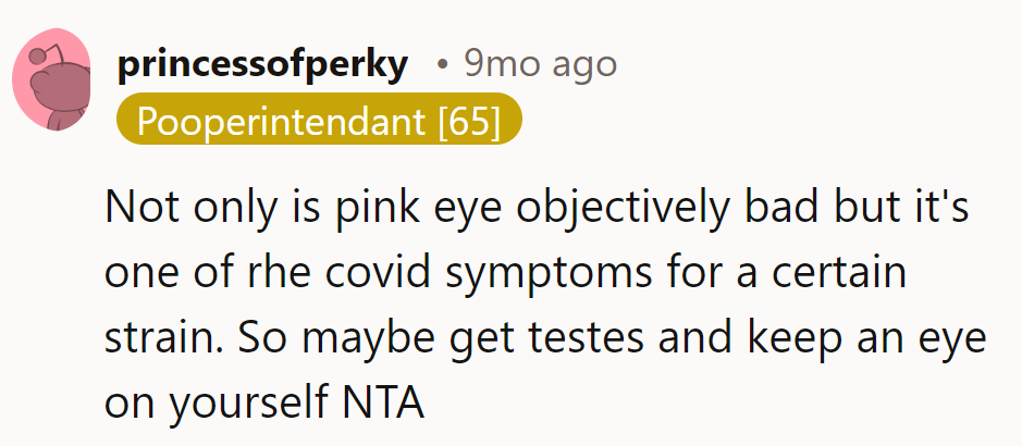 Pink eye or COVID cameo? Either way, it's time for a test and a plot twist.