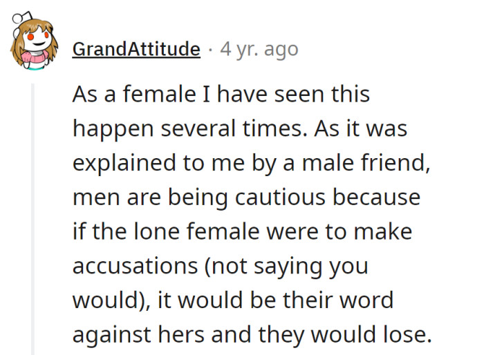 Spotting the cautious male routine as a woman. Apparently, it's the 