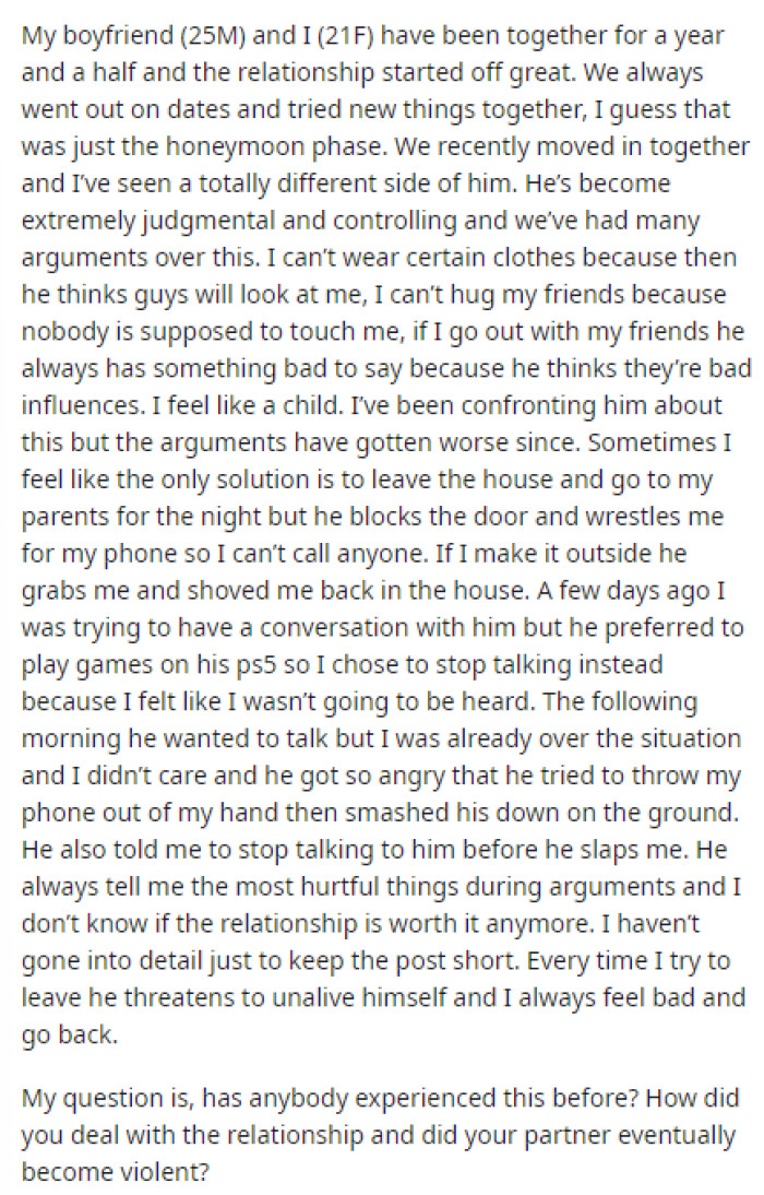 OP's post is actually pretty short and just goes into the details we need in order to understand the situation and where she's coming from in terms of how she feels about what he's doing.