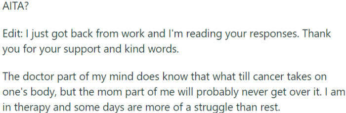 OP is in therapy, navigating the ups and downs that come with the healing process
