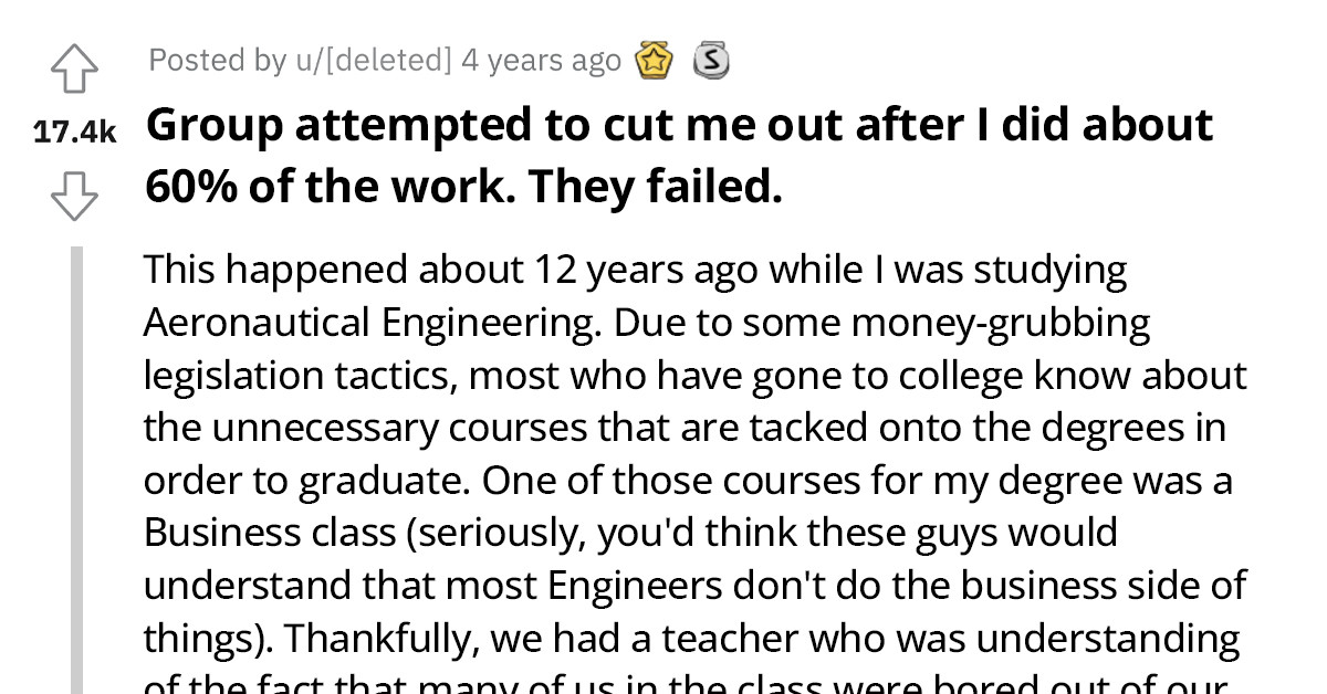 Redditor Takes Sweet Revenge On His Class Group Members Who Take All The Credit For A Work He Did All By Himself