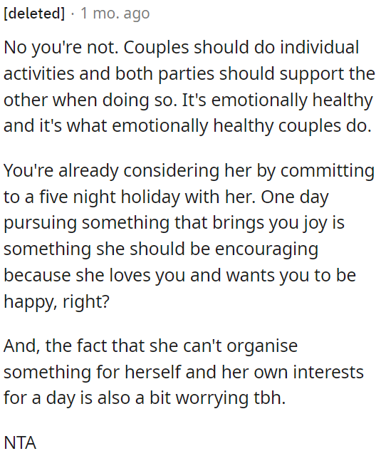 In healthy relationships, couples should support each other's interests and activities.