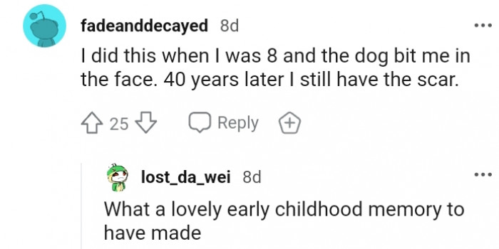 This Redditor has a scar to remind them of that particular incident