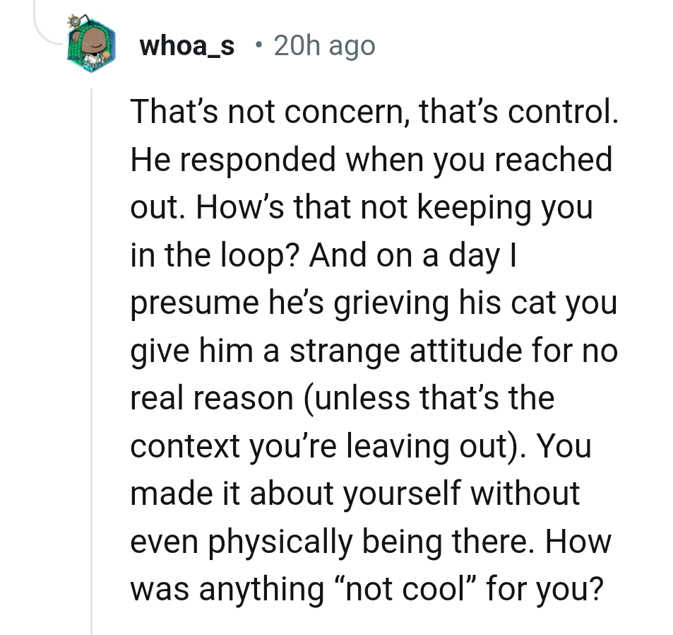 That is control, not concern