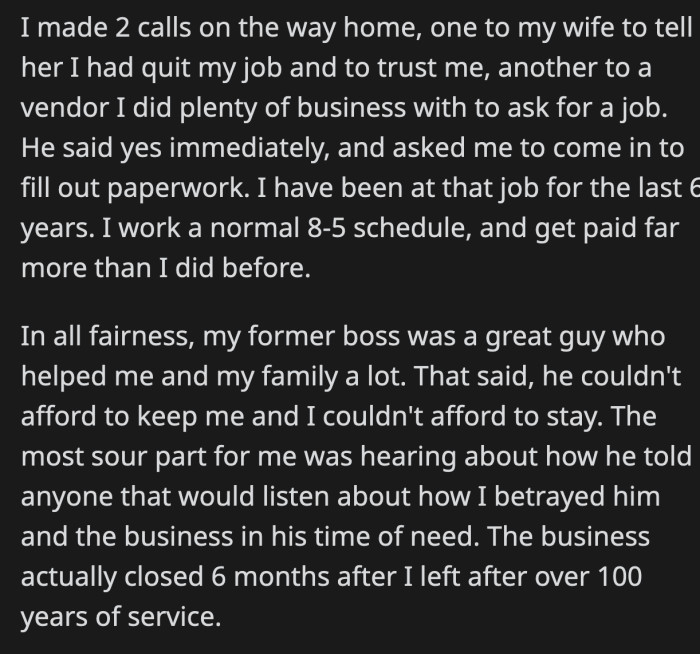 The business eventually couldn't continue and then closed