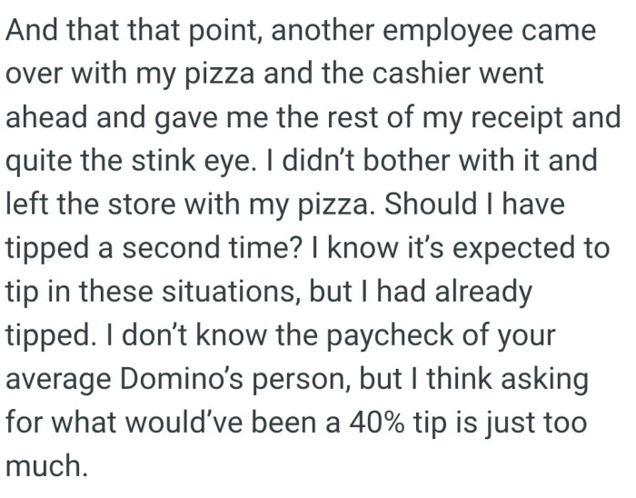 The OP left with the pizza