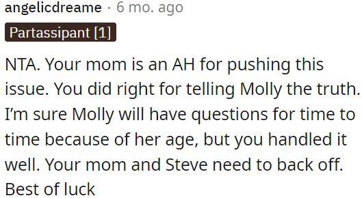 OP's mother is being unreasonable.