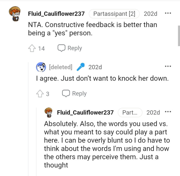 It's better to give constructive feedback than to be a yes-type machine